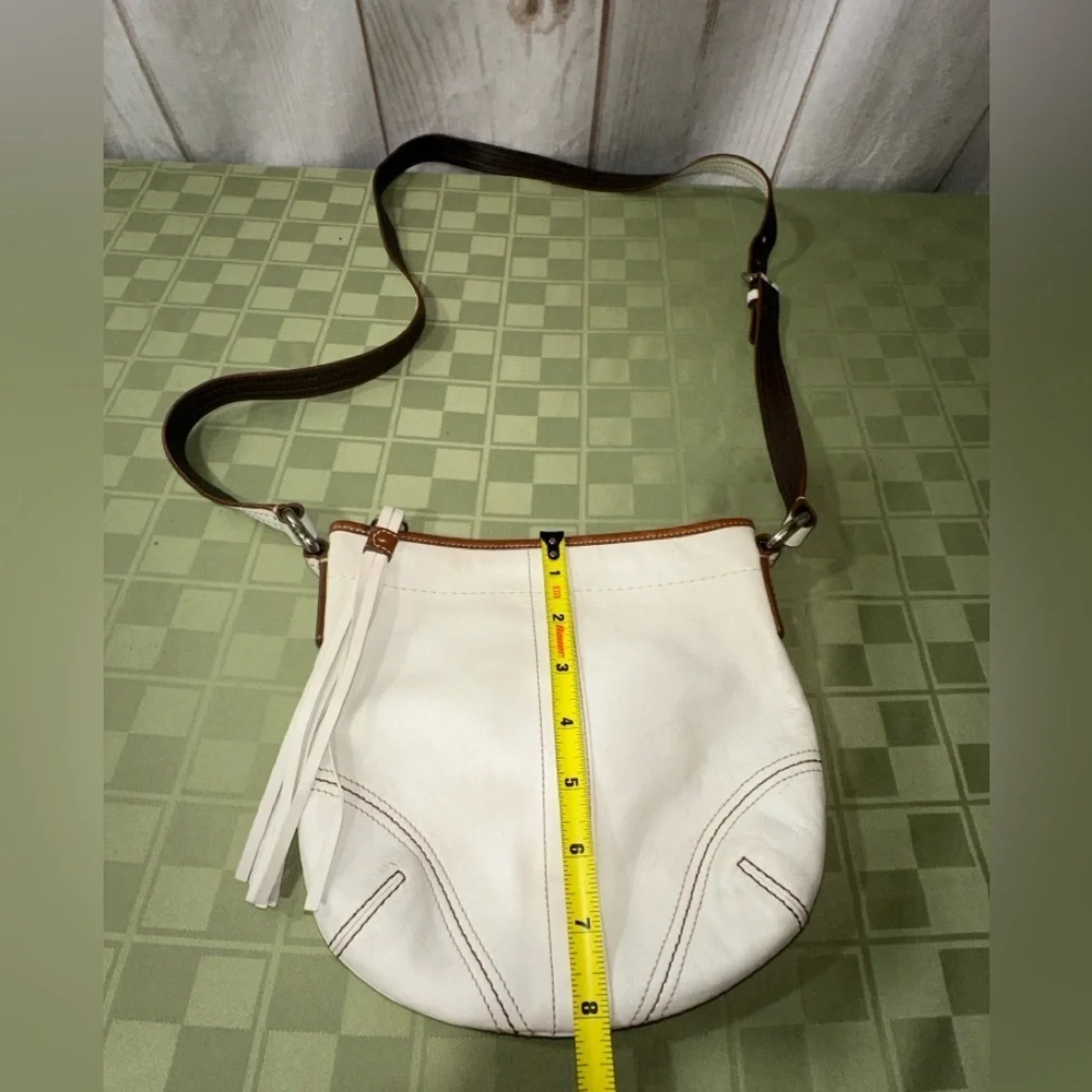 Coach White and Brown Crossbody Bag with Adjustable Strap